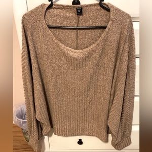 SHEIN Curve Brown and White Ridged Long Sleeve Sweater- Size: 4XL